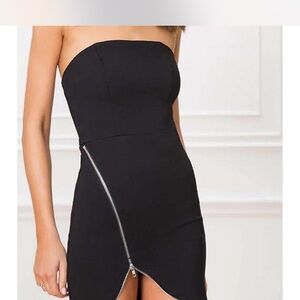 Super Down Elegant Black Strapless Dress